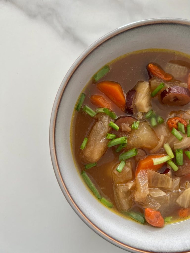 vegetable soup with fresh scallions