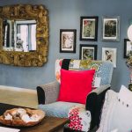 a living room with a variety of home decor