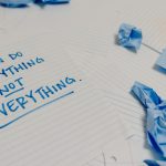 blue text on white paper
