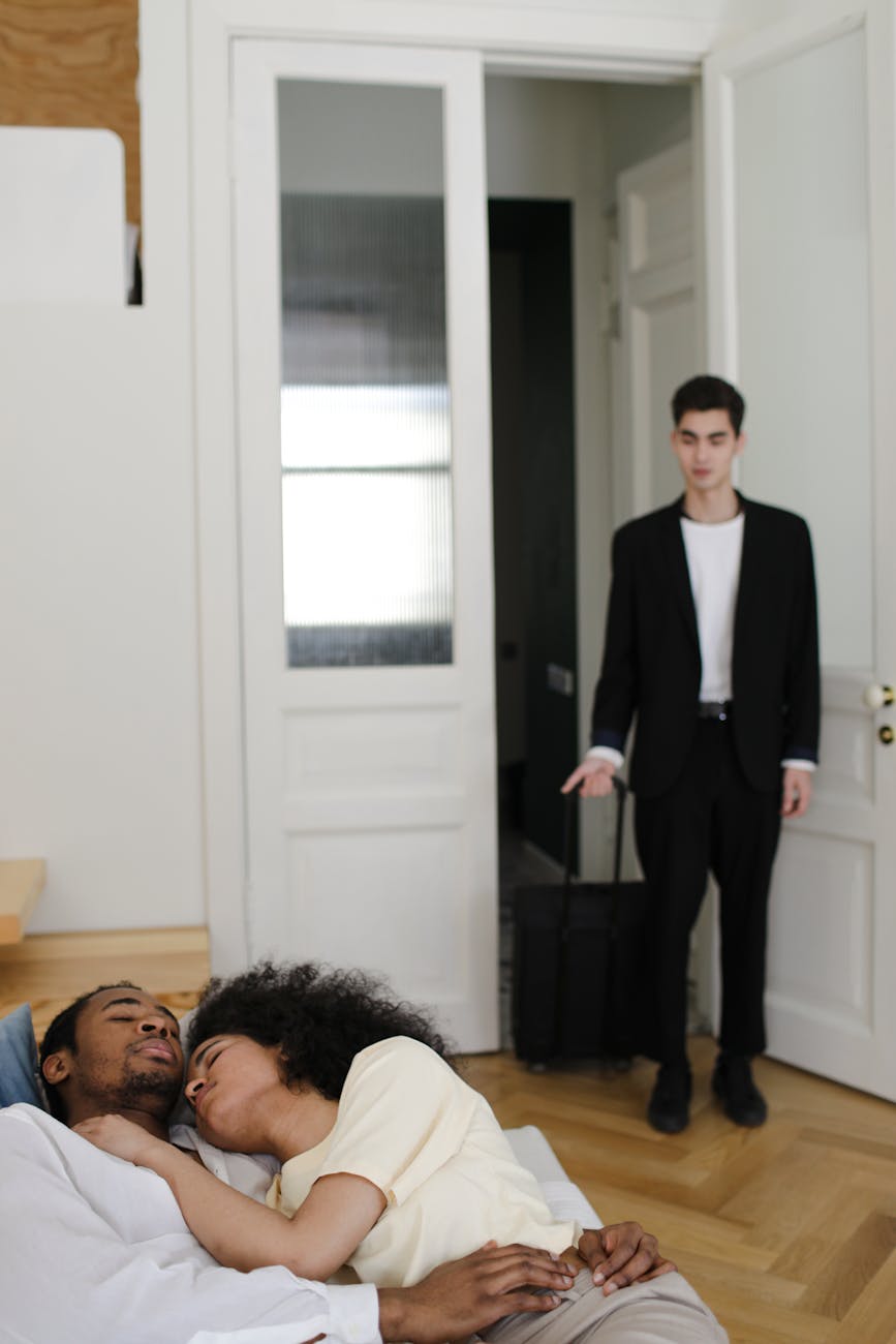 a man entering a room