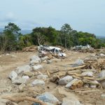 a car wreck and rubble