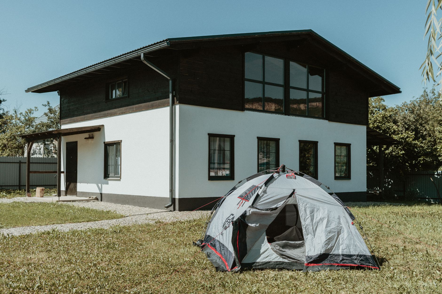 tent near a house
