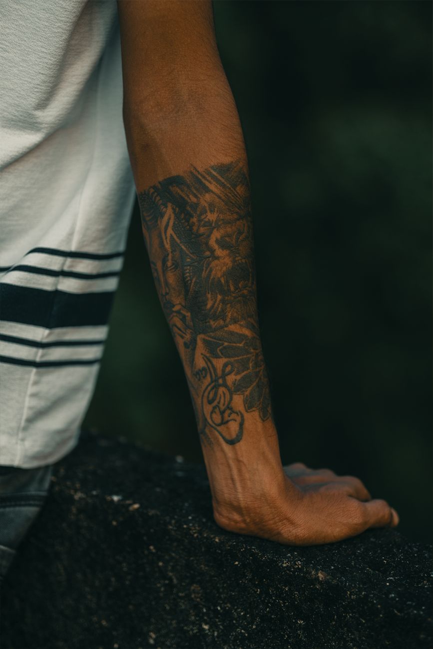 an arm with tattoo